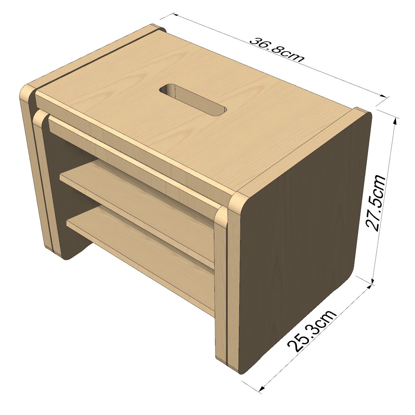 Children’s wooden nesting stools - dimensions