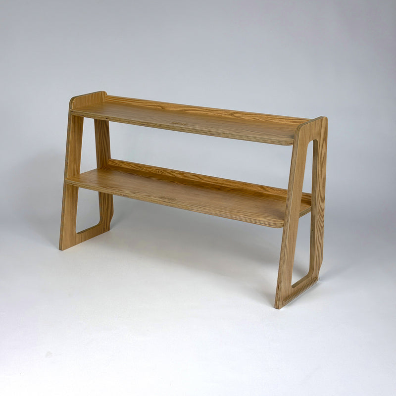 Oak Brickle shelves for displaying LEGO creations