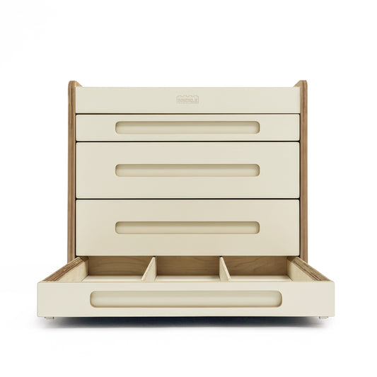 Cream Brickle Bach — compact LEGO storage furniture