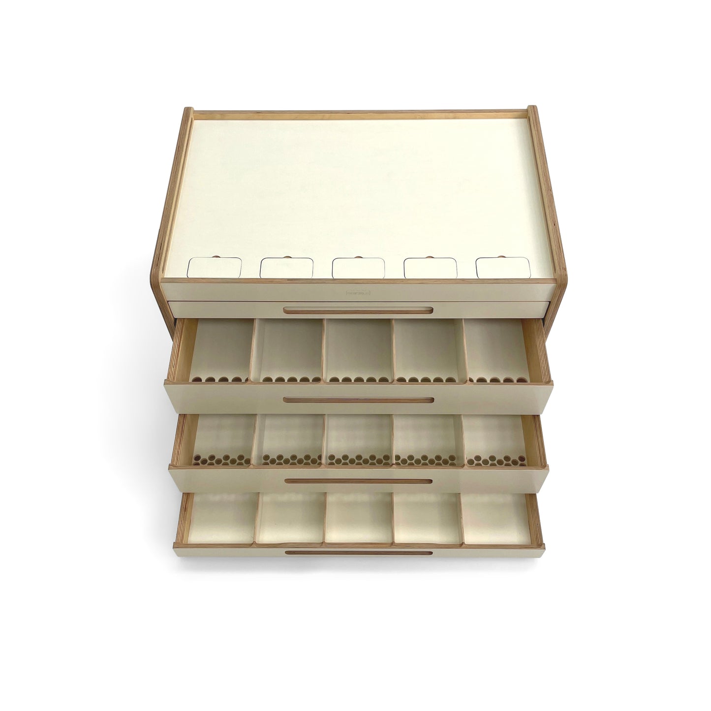 Cream Brickle LEGO storage unit — angled view
