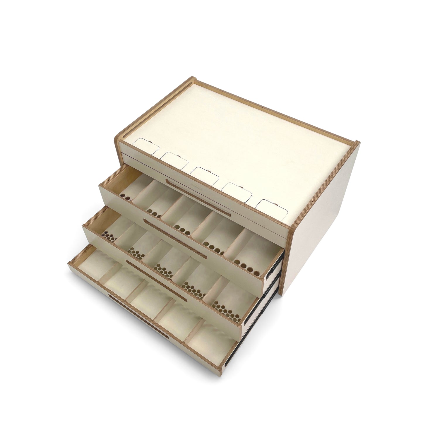 Cream Brickle LEGO storage unit — angled view