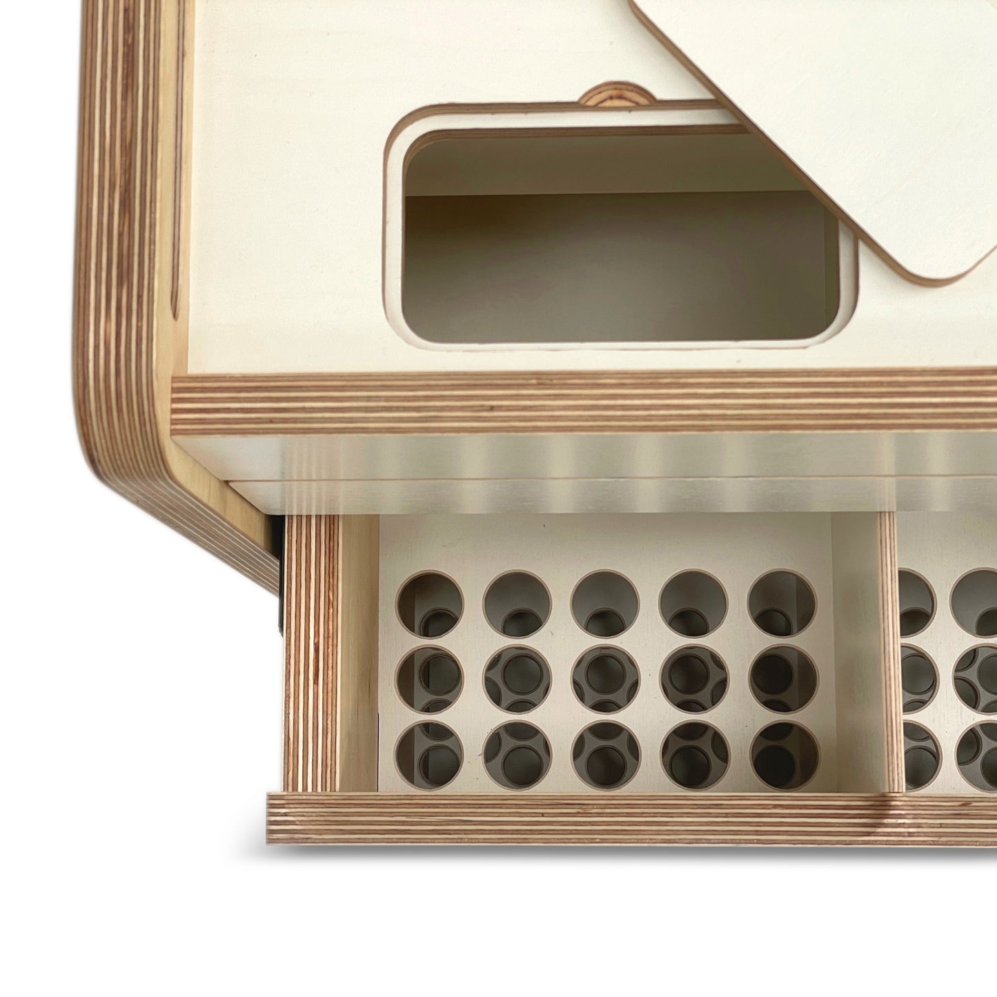 Cream Brickle LEGO storage unit — filter system