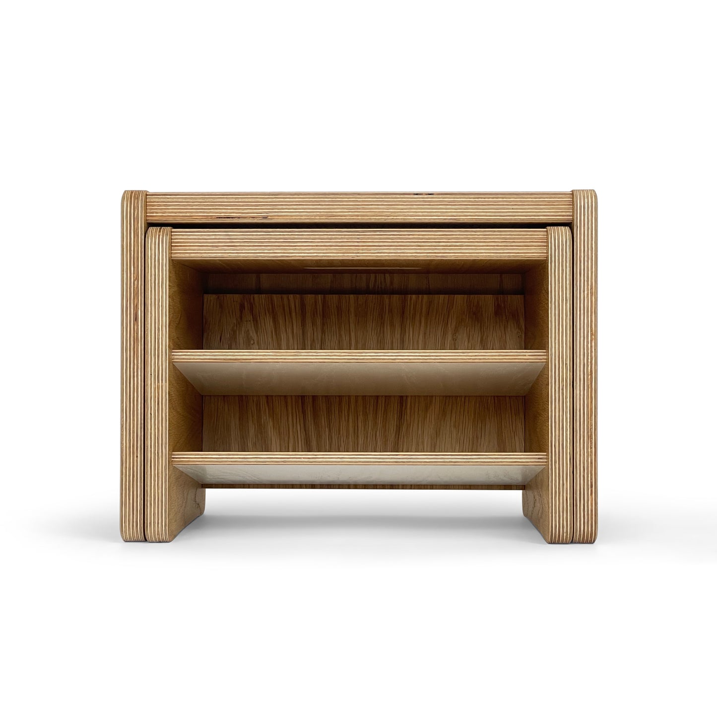 Children’s Oak wooden nesting stools - with shelves
