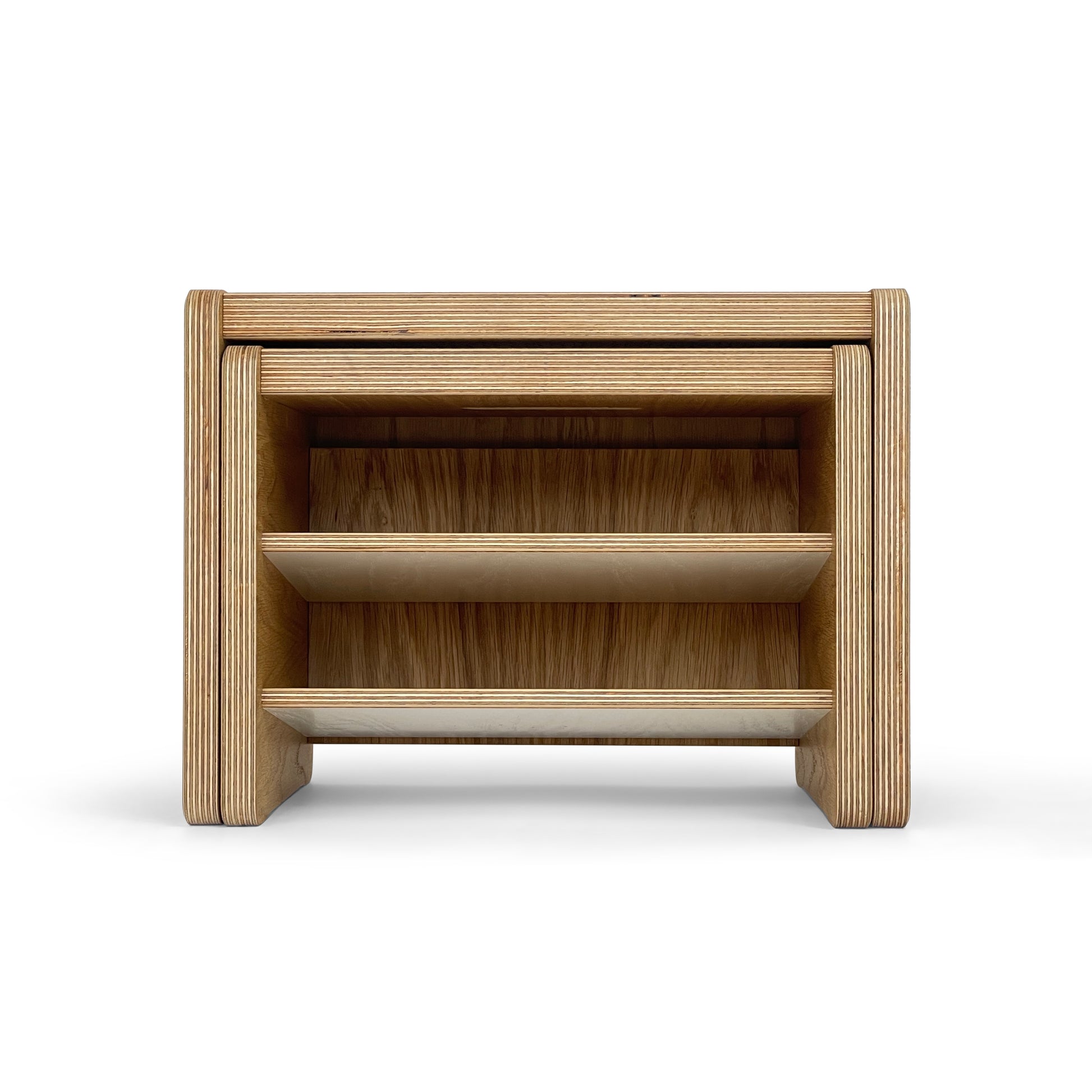 Children’s Oak wooden nesting stools - with shelves