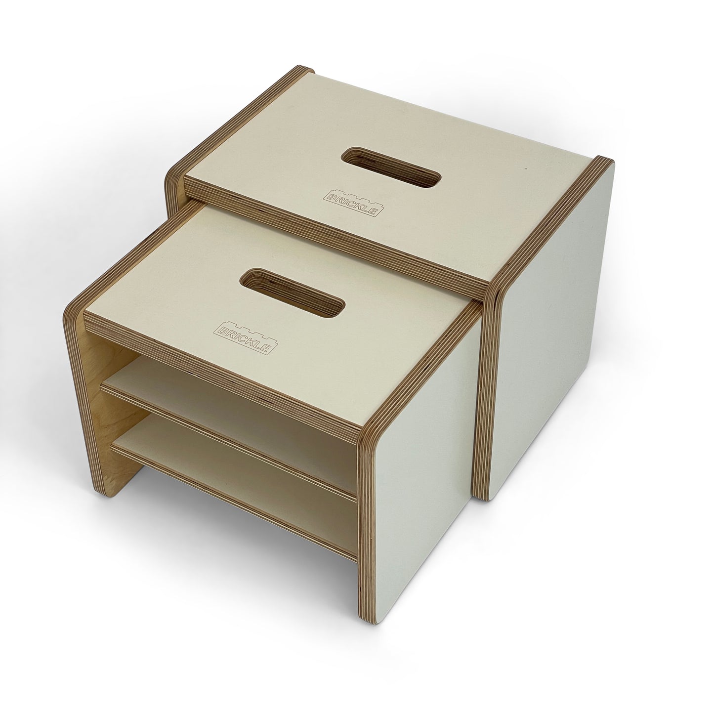 Cream Brickle Children's stools - with shelves