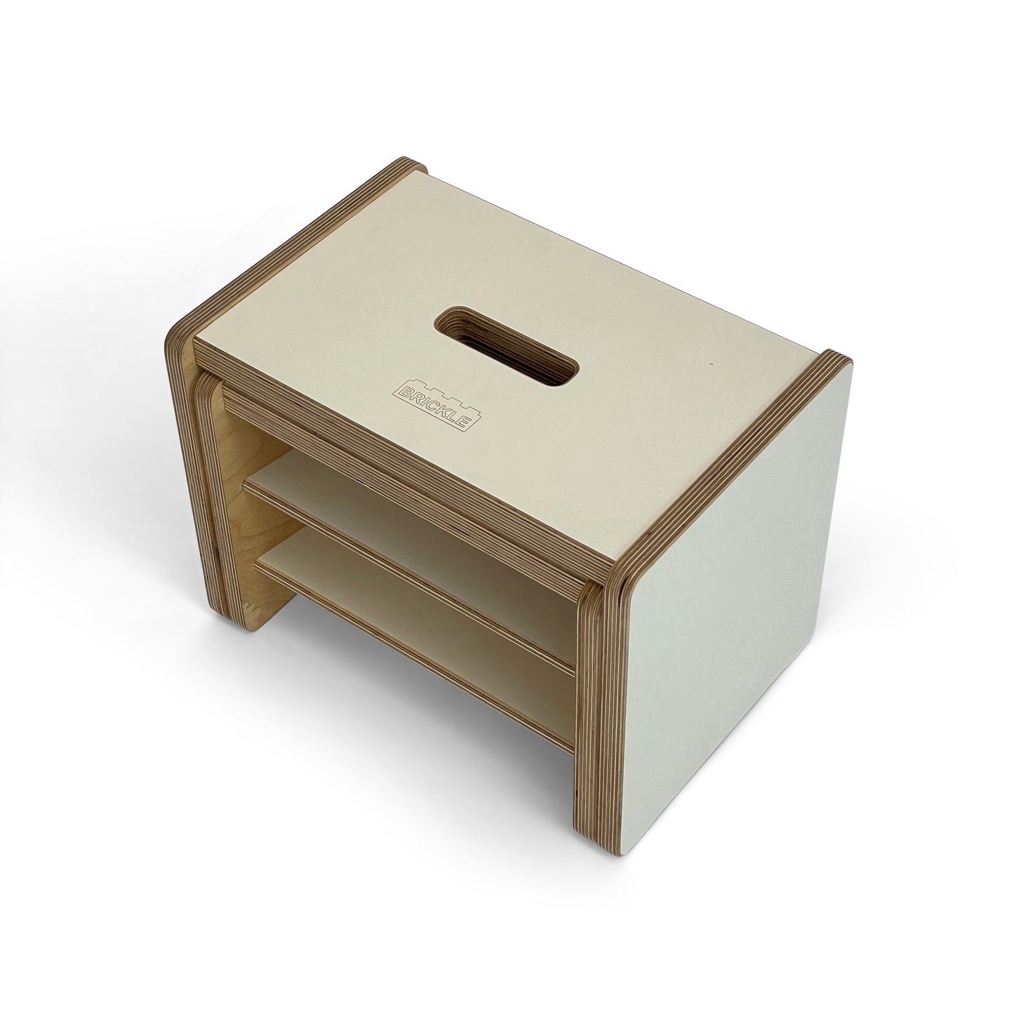 Cream Brickle Children's nesting stools - with shelves