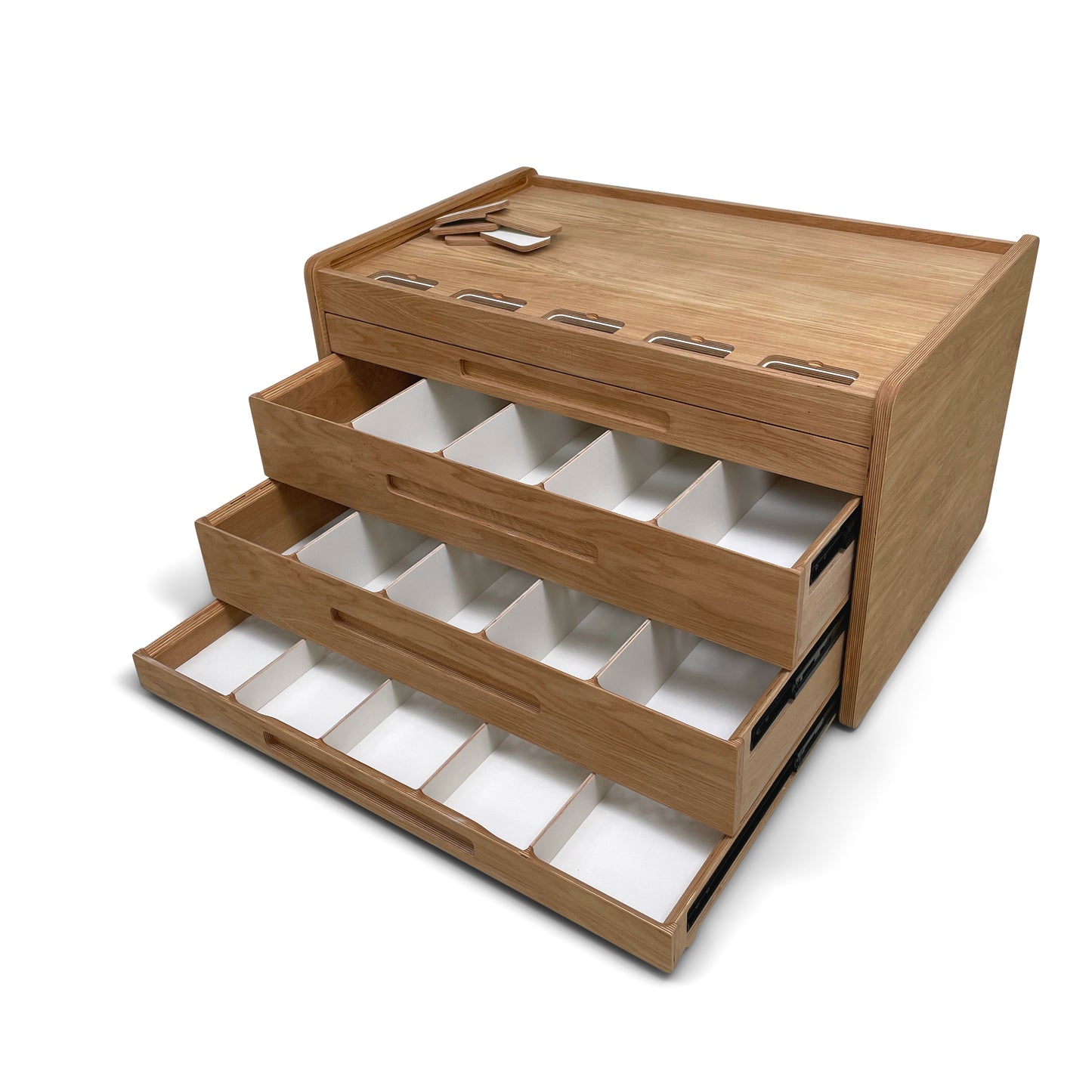 Oak Brickle drawer compartments for organising LEGO bricks