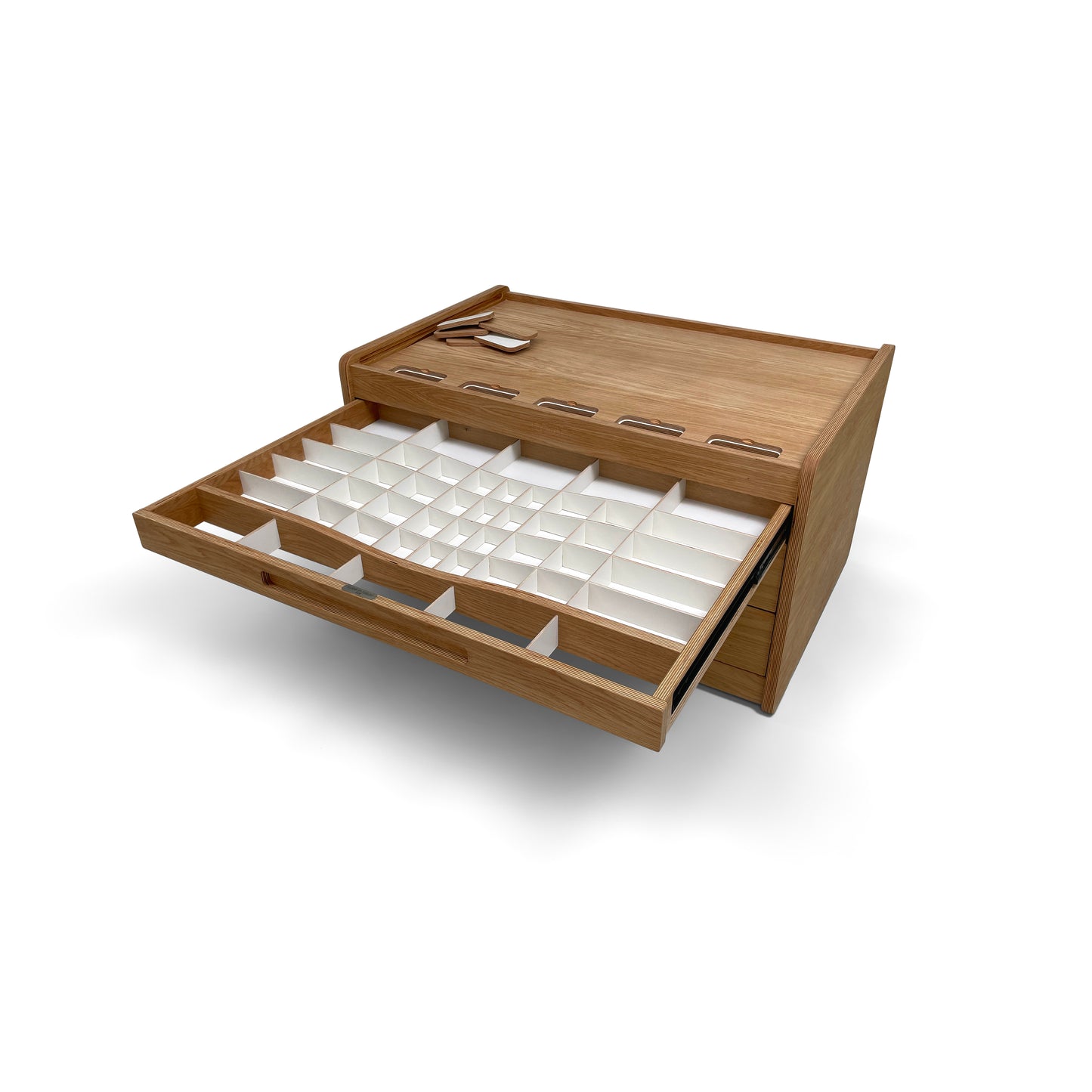 Oak Brickle LEGO storage unit — special pieces drawer